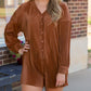 Ribbed Long Sleeve Button Front Romper