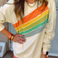 Rainbow Colorblock Striped Pullover Sweatshirt