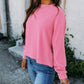 Solid Color Corded Textured Long Sleeve Top