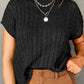Crew Neck Cable Knit Short Sleeve Sweater