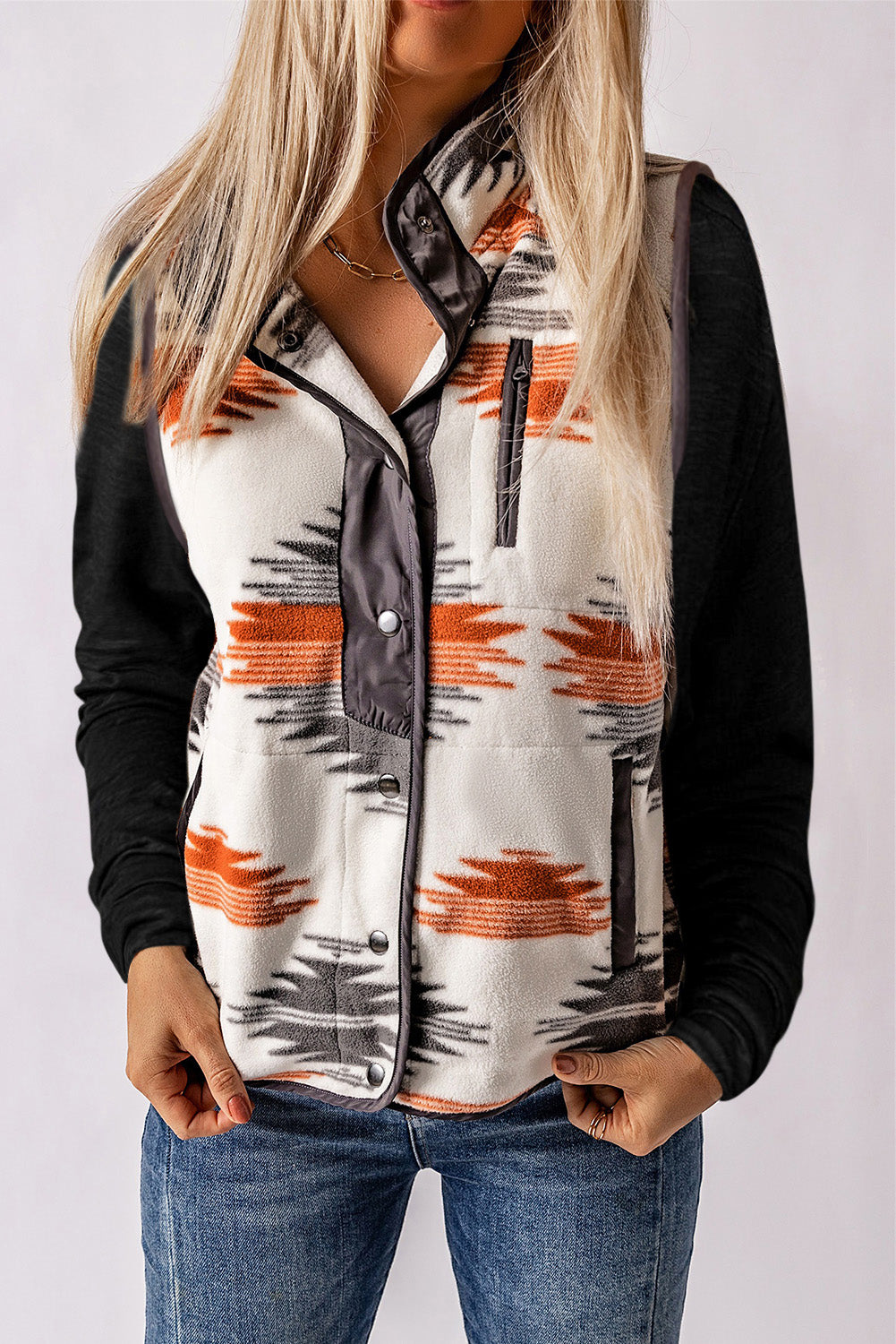 Fuzzy Aztec Western Fashion Vest Jacket