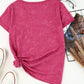 Bow Shape Mineral Wash V Neck T Shirt