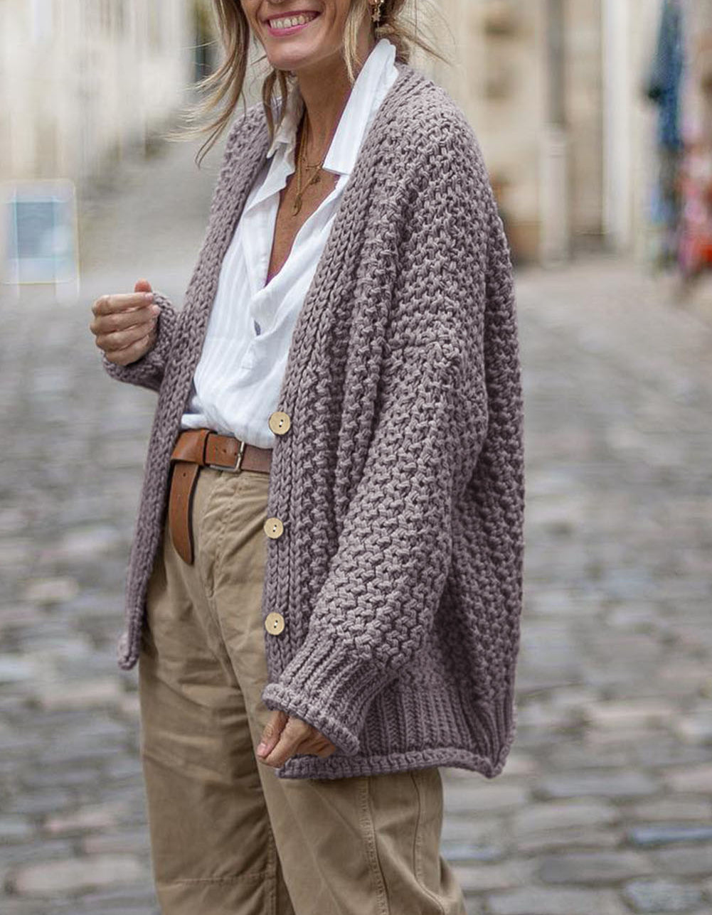 Vintage Cable Knit Button Front Cardigan