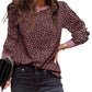 Animal Spotted Print Round Neck Long Sleeve Top