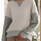 Color Block Thumbhole Sleeve Drop Shoulder Sweatshirt