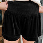 Smocked High Waist Velvet Shorts