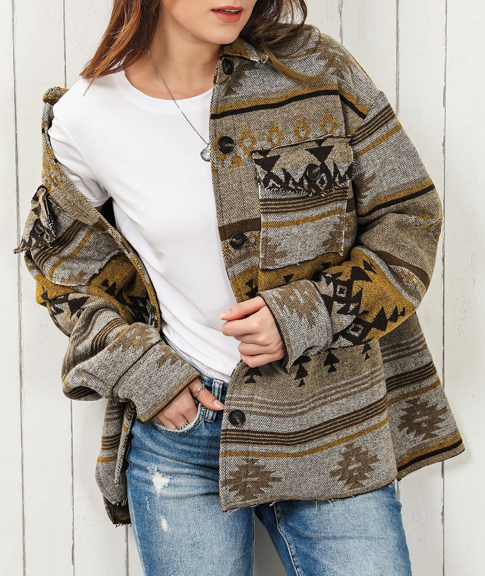 Brown Western Aztec Print Jacket