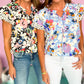 Floral Ruffled Flutter Sleeve Tied V Neck Blouse