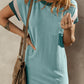 Textured Colorblock Edge Patched Pocket T Shirt Dress