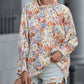 Shirred Cuffs Bubble Sleeve Floral Blouse