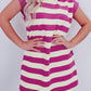 Stripe Cap Sleeve Pocketed Shift T-shirt Dress
