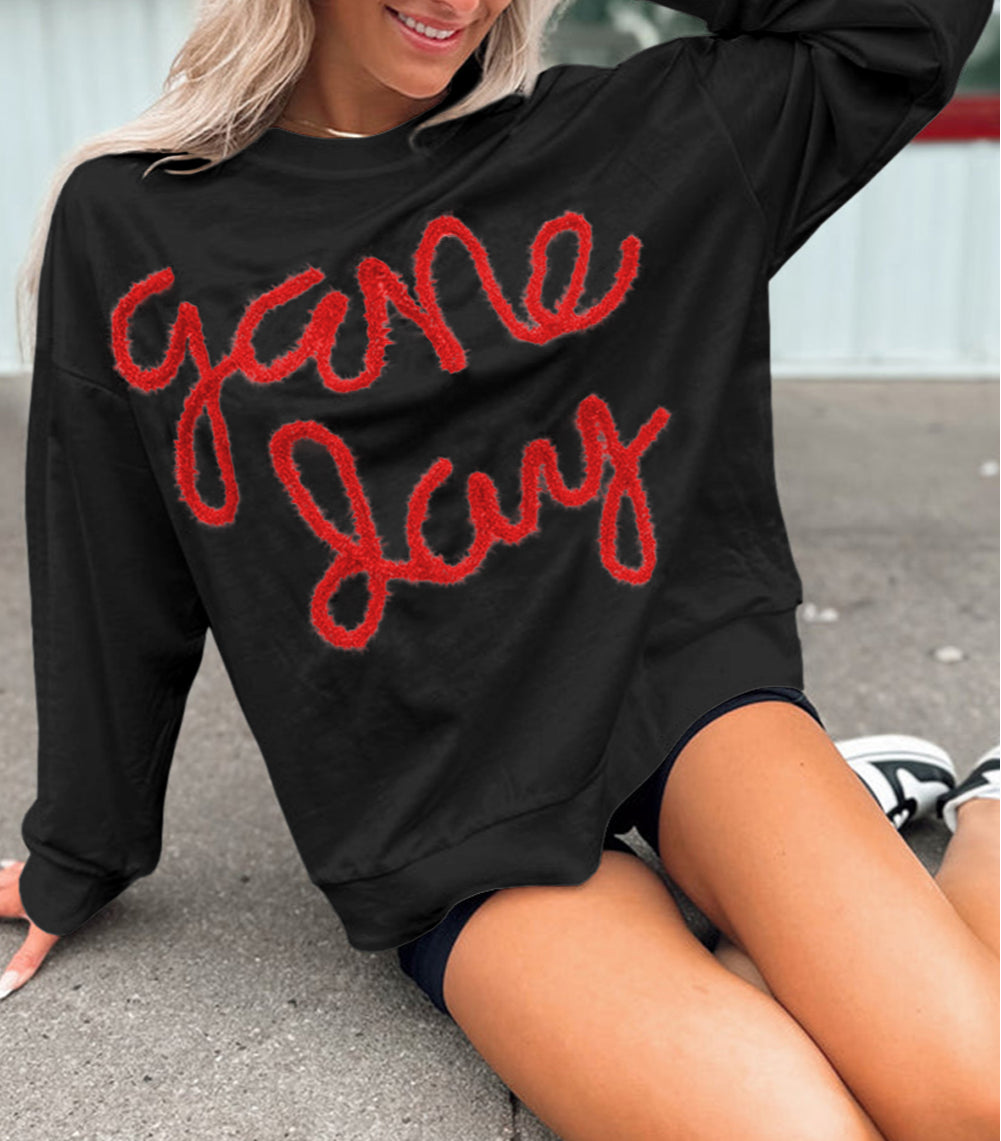 Tinsel Game Day Drop Shoulder Graphic Sweatshirt