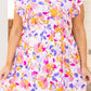 Floral V-Neck Ruffled Sleeve Plus Size Dress