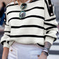Stripe Buttoned Decor Sweater