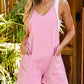 Sleeveless Pocketed V Neck Jersey Romper