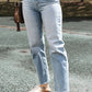 Acid Wash Raw Edge Straight Jeans