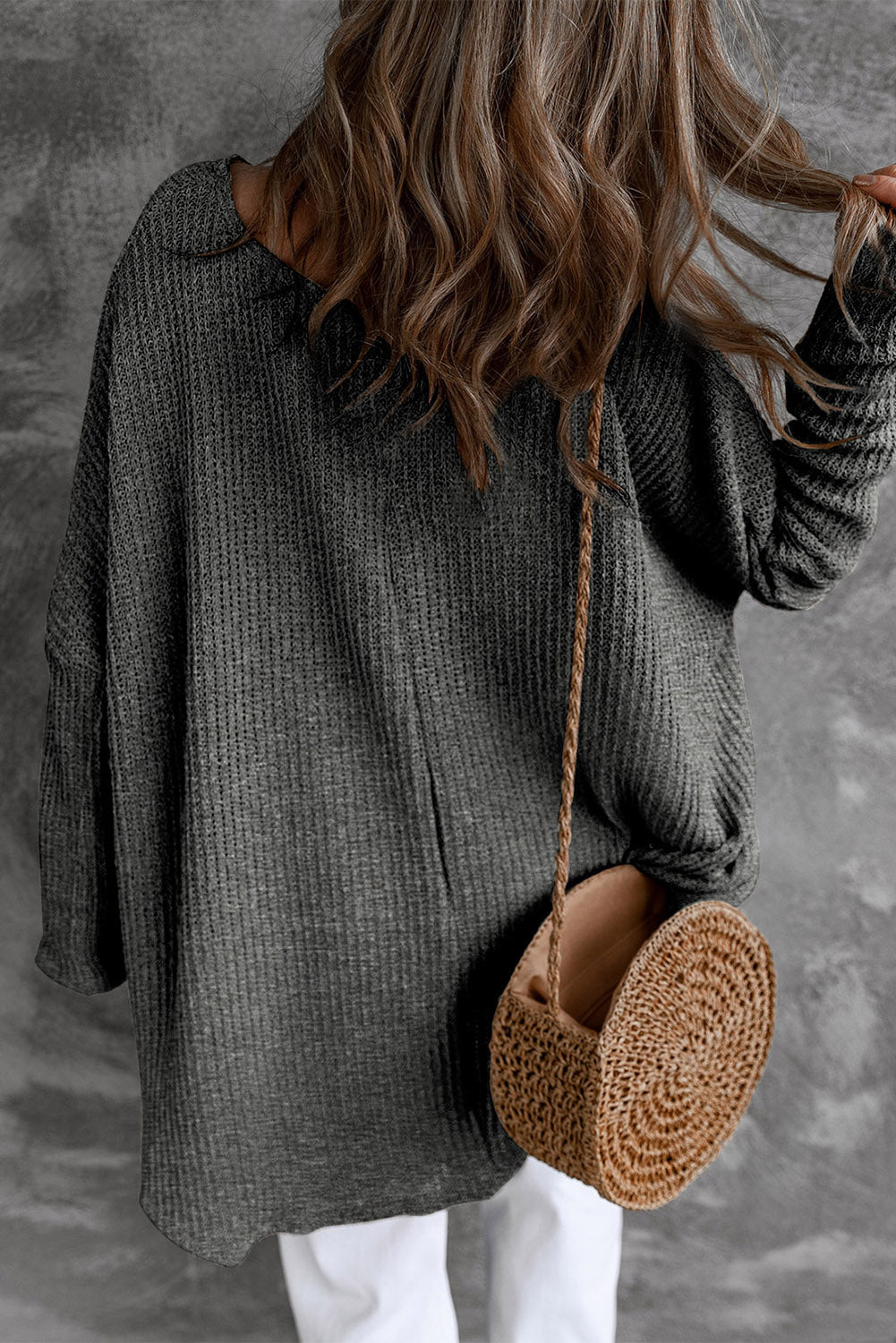 Slouchy Dolman Sleeve High Low Sweater