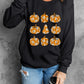 Floral Pumpkin Graphic Round Neck Halloween Sweatshirt