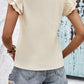 Crinkle Textured V Neck Flutter Sleeve Top