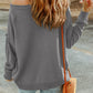 Solid Color Off Shoulder Rib Knit Sweater with Pocket