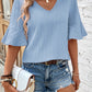 Ruffled Half Sleeve V Neck Textured Top