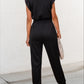 Zipper Flutter Sleeve Drawstring High Waist Jumpsuit