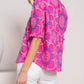 Floral Print Frilled Neck Smocked Puff Sleeve Blouse
