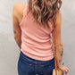 Scalloped Edge Rib Knit Sleeveless Tank Top