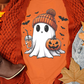 Cute Ghost Pumpkin Face Printed Halloween T Shirt