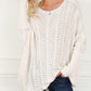 Ribbed Hollow Knit Dolman Sleeve Sweater
