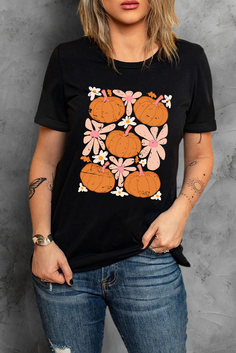 Pumpkin Flower Square Graphic Tee