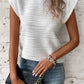 Wavy Textured Mock Neck Cap Sleeve Top