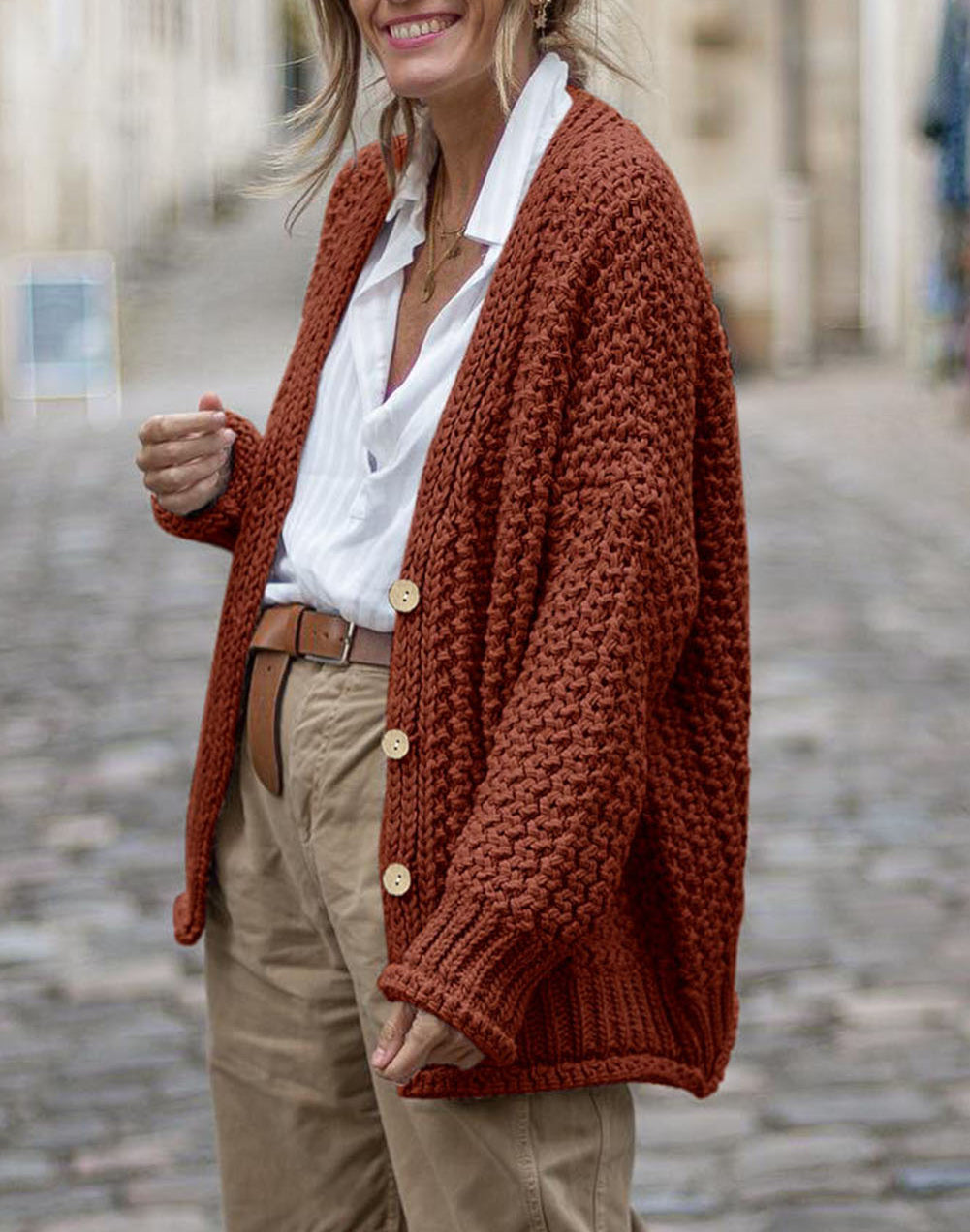 Vintage Cable Knit Button Front Cardigan