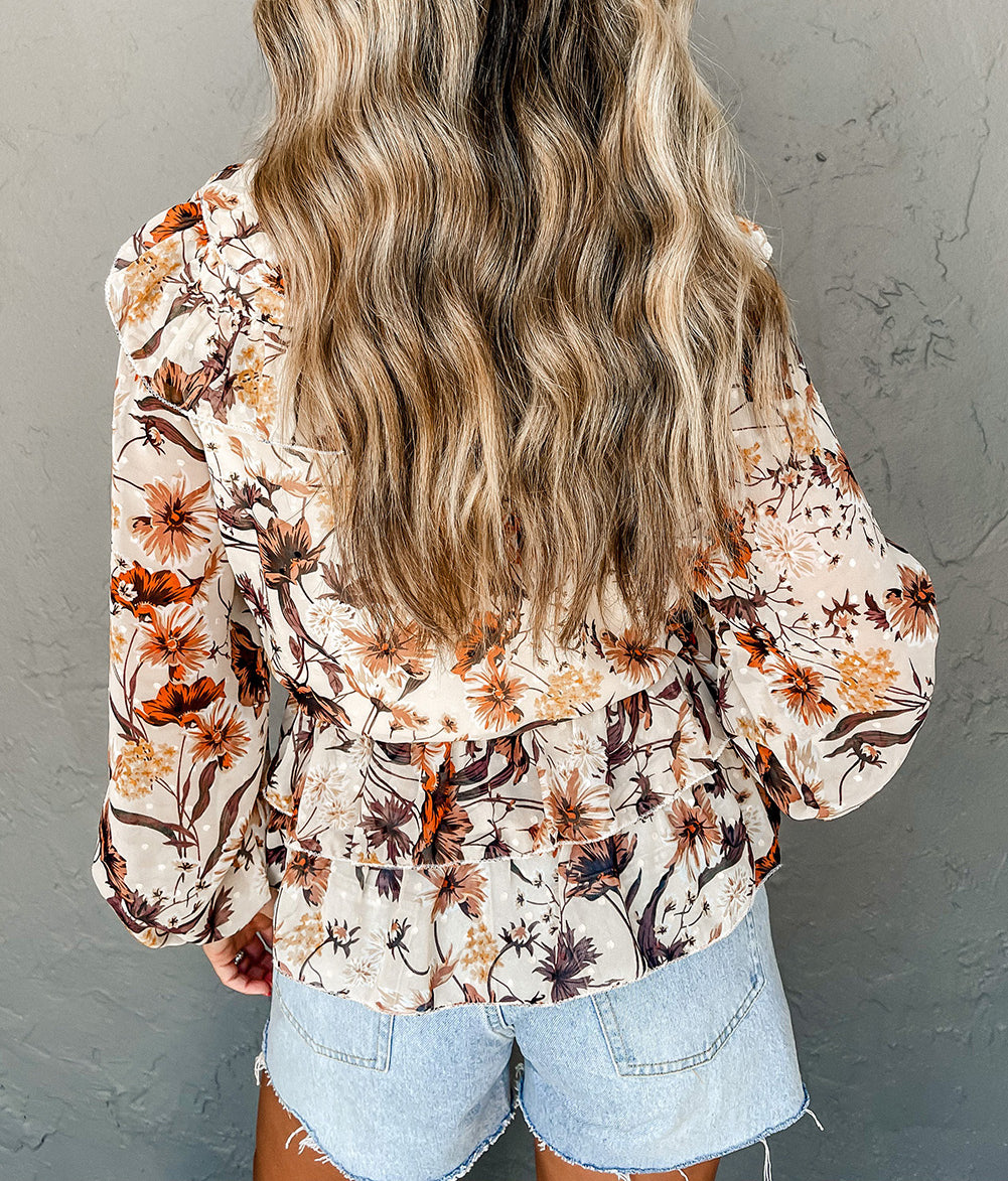 Floral Buttoned Peplum Top