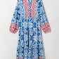 Vintage Floral Color Block Notch Neck Plus Size Dress