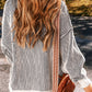 Striped Textured Knit Contrast Edge Loose Sweater