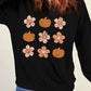 Floral Halloween Pumpkin Graphic Crew Neck Sweatshirt