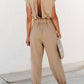 Cap Sleeve Open Back Drawstring Jogger Jumpsuit