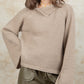 Wide Sleeve High Neck Side Buttoned Sweater