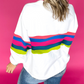 Colorful Striped Accent Long Sleeve T Shirt