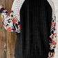 Floral Patchwork Long Sleeve Ribbed Blouse