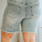 Blue Plus Size Distressed Rolled Hem Denim Shorts