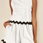 Ricrac Trim Tank Top Elastic Waist Shorts Set