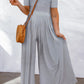 Short Sleeve Bodice Flowy Wide Leg Jumpsuit