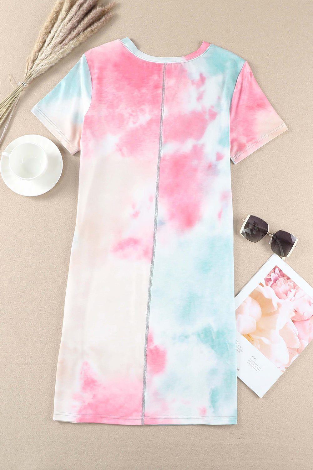 American Flag Tie Dye Short Sleeve T-shirt Dress