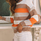 Color Block Striped Knitted Drop Shoulder Turtleneck Sweater