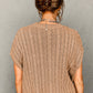 Crew Neck Cable Knit Short Sleeve Sweater