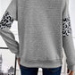 Leopard Quilted Patchwork Crew Neck Sweatshirt