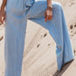 Drawstring High Waist Wide Leg Denim Pants