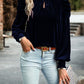 Mock Neck Puff Sleeve Velvet Blouse